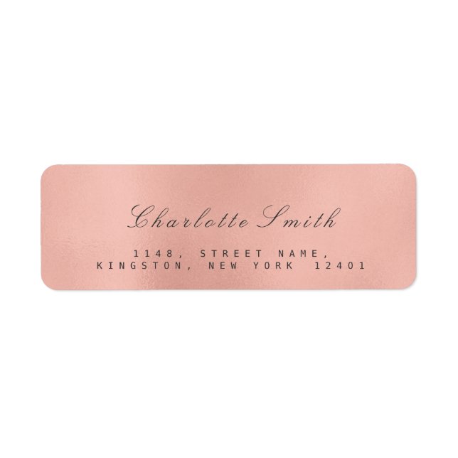 Minimalism Pink Rose Gold  Return Address Labels (Front)
