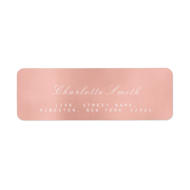Minimalism Pink Rose Gold  Return Address Labels (Front)