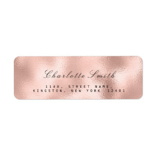 Minimalism Pink Rose Gold Return Address RSVP Label