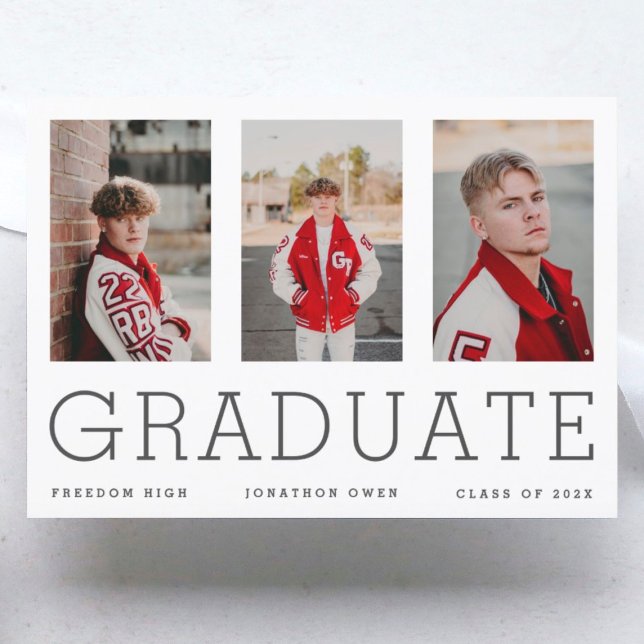 Minimalism Portrait Three High School Graduate Announcement (Creator Uploaded)