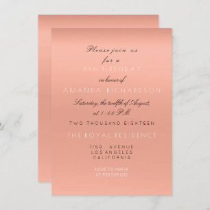 Minimalism Salmon Peach Coral White Birthday Invitation