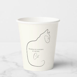 Minimalism Sitting Cat Black & Cream Paper Cups