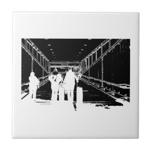 Minimalism Sketch Drawing Airport Travel Ceramic Tile