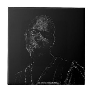 Minimalism Sketch Drawing Man Face Head Ceramic Tile