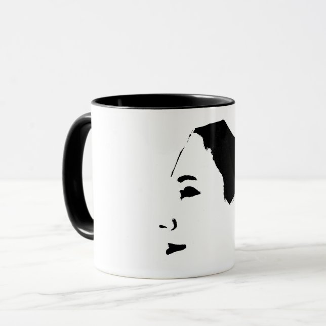 Minimalism Sketch Drawing Woman Lady Girl Face Mug (Front Left)
