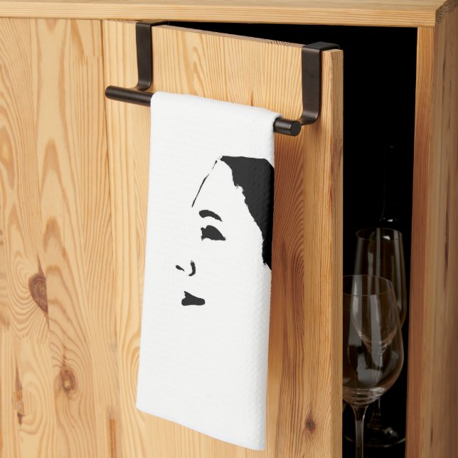 Minimalism Sketch Drawing Woman Lady Girl Tea Towel (Thirds Fold)