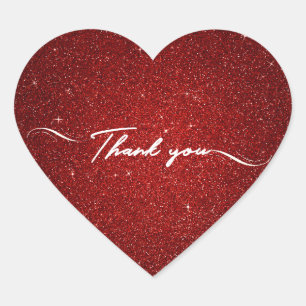 Minimalism Thank You Script White Typography Heart Sticker