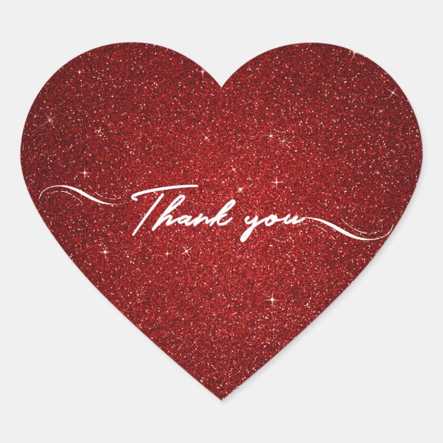 Minimalism Thank You Script White Typography Heart Sticker (Front)