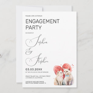 Minimalism with a Cats Wedding Engagement Invitation