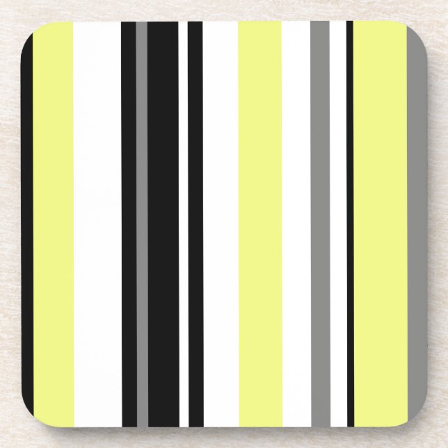 Minimalism Yellow Black Stripes Coaster (Front)