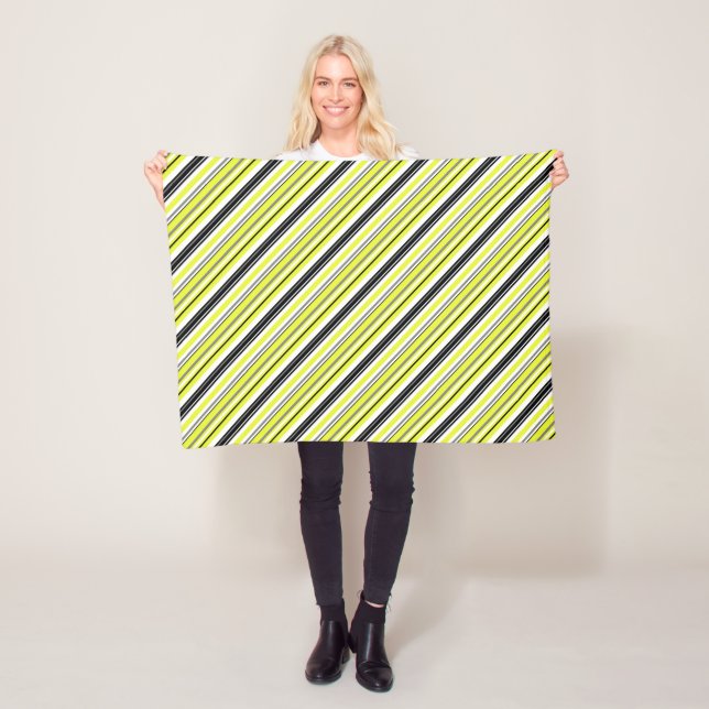 Minimalism Yellow Black Stripes Fleece Blanket (In Situ)