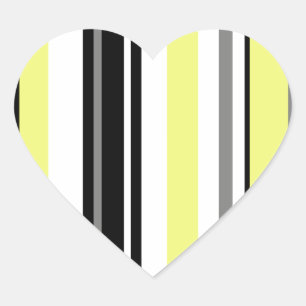 Minimalism Yellow Black Stripes Heart Sticker
