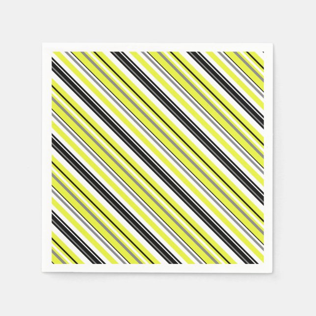 Minimalism Yellow Black Stripes Napkin (Front)