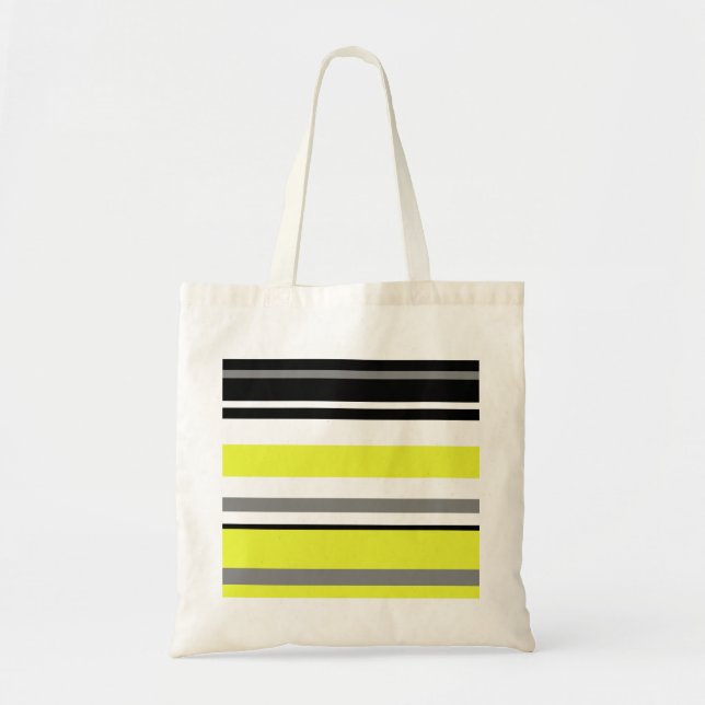 Minimalism Yellow Black Stripes Tote Bag (Front)