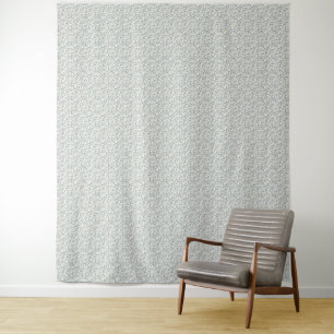Minimalist 1940s Eucalyptus Slate Blue Sprig Tapestry