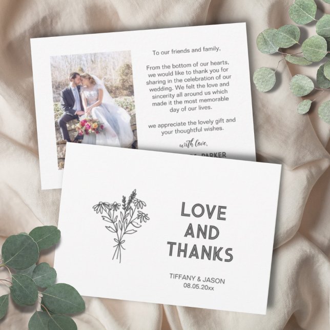 Minimalist 1 Photo Clean Simple Modern Wedding  Thank You Card (Creator Uploaded)