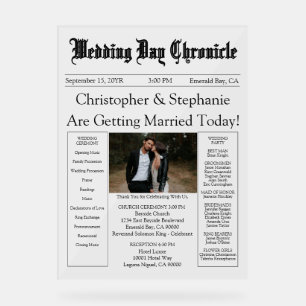 Minimalist 1 Photo Elegant Script Wedding Program Acrylic Sign