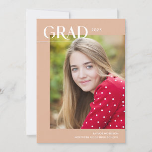 Minimalist 2024 Grad Peach Photo Graduation Party Invitation