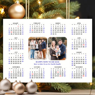 Minimalist 2025 Calendar Modern Family 2 Photo Holiday Card
