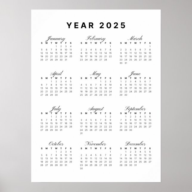 Minimalist 2025 Calendar Poster (Front)