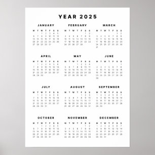 Minimalist 2025 Calendar Poster