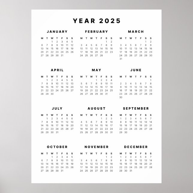 Minimalist 2025 Calendar Poster (Front)