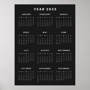 Minimalist 2025 Calendar Poster