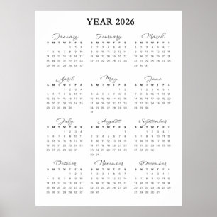 Minimalist 2026 Calendar Poster
