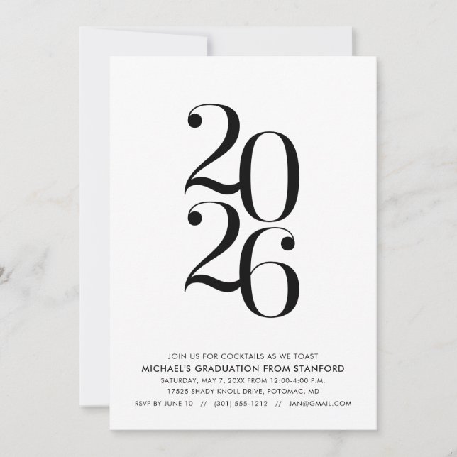 Minimalist 2026 Graduation Party Invitation (Front)