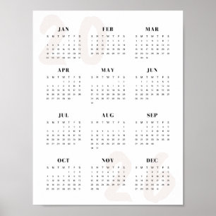 Minimalist 2026 One-Page Calendar Clean Modern Poster