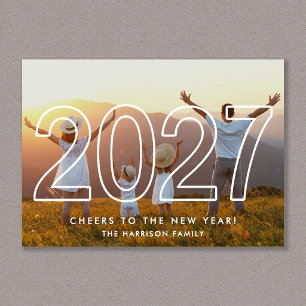 Minimalist 2027 New Year Photo Holiday Card