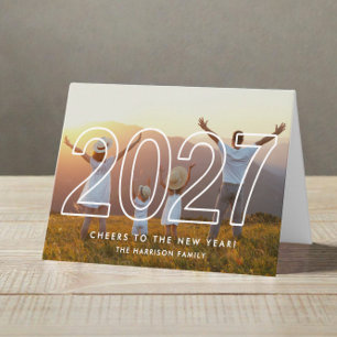 Minimalist 2027 New Year Photo Holiday Card