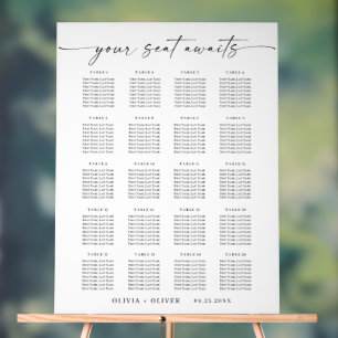 Minimalist 20 table Seating Chart Acrylic Sign