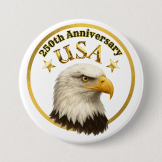 Minimalist 250th Anniversary of the USA Bald Eagle 7.5 Cm Round Badge