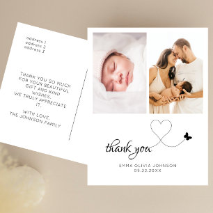 Minimalist 2 Photo Baby Shower Thank You Postcard