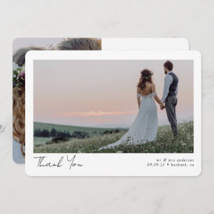 Minimalist 2 Photo Calligraphy Wedding Thank You Card