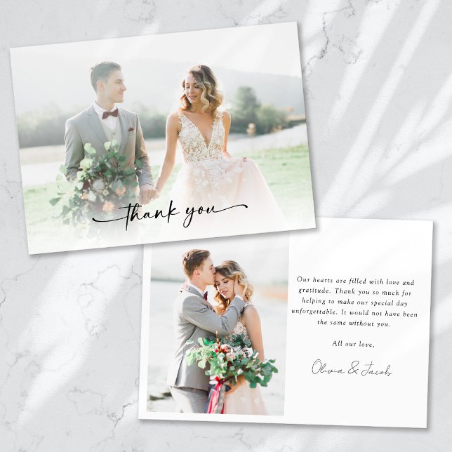 Minimalist 2 Photo Wedding Thank You Card (Creator Uploaded)