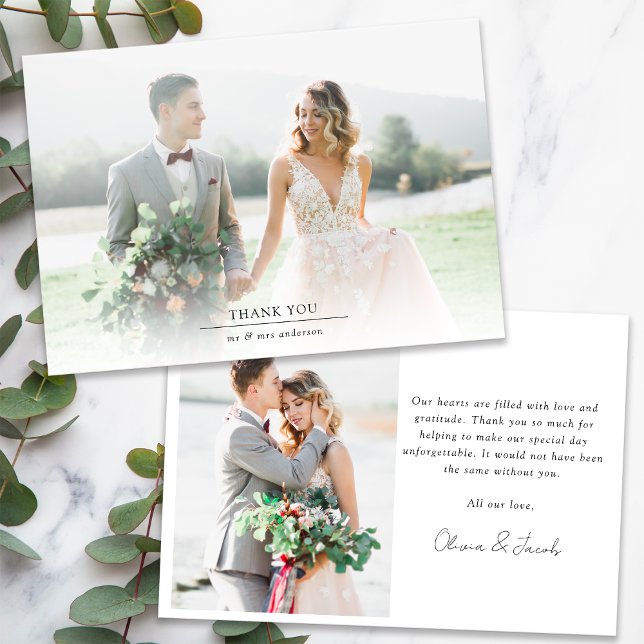 Minimalist 2 Photo Wedding Thank You Card (Creator Uploaded)