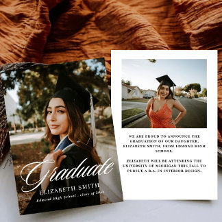 Minimalist 2 Photos Graduation Announcements