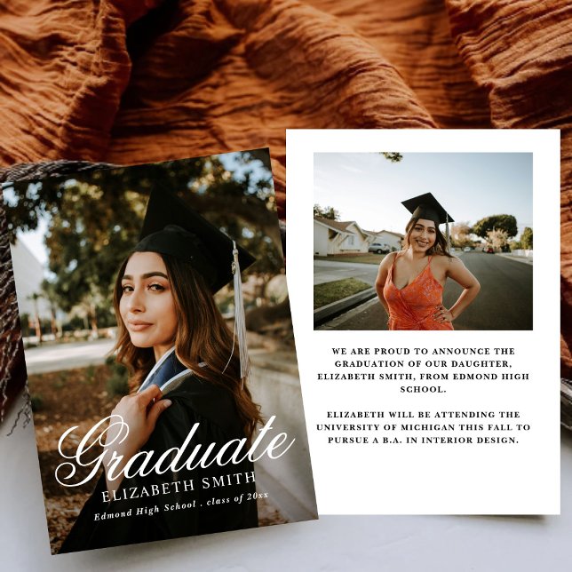 Minimalist 2 Photos Graduation Announcements (Creator Uploaded)
