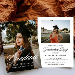 Minimalist 2 Photos Graduation Announcements