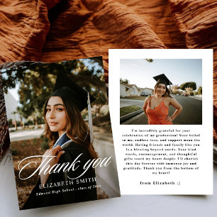 Minimalist 2 Photos Script Graduation 2024 Thank You Card