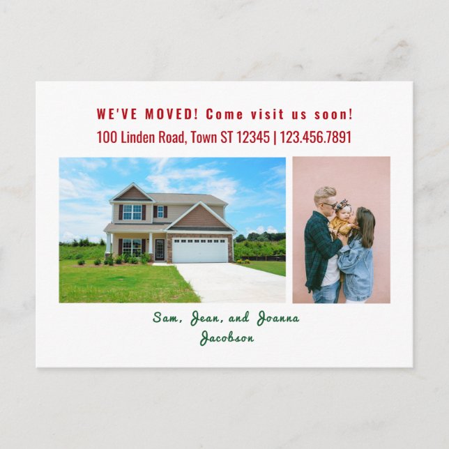 Minimalist 2 Photos We Moved Moving Announcement Postcard (Front)