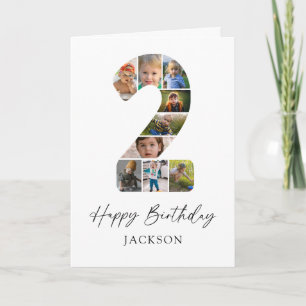 Minimalist 2nd Birthday Photo Collage Card