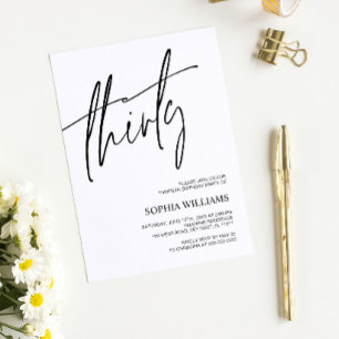 Minimalist 30th Birthday Invitation
