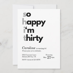 Minimalist 30th Birthday Invitation So Happy Im 30
