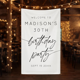 Minimalist 30th Birthday Party Welcome Banner