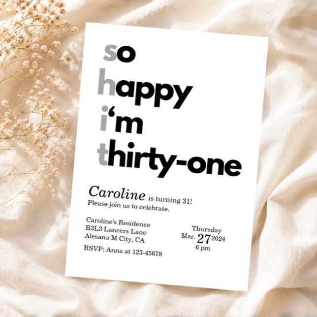 Minimalist 31st Birthday Invitation Modern Theme (Minimalist 31st Birthday Invitation Modern Theme)