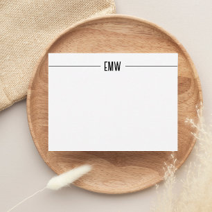 Minimalist 3 Initial Monogram Line Border Card
