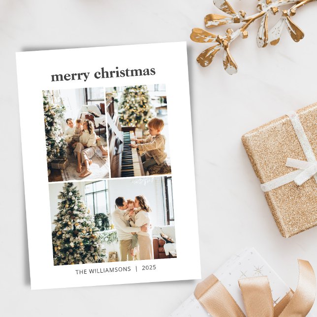 Minimalist 3 Photo Collage Merry Christmas Holiday (Creator Uploaded)